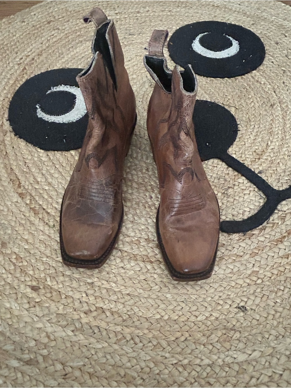 Nocona Distressed Brown Leather Western Pull-On Boots
